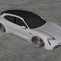 Gray Porsche Sports Wagon In Indoor Space With Grid Ceiling And Smooth Concrete Floor Reflection