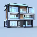 Modern Detached Villa Exterior With Two story Structure Balconies And Large Glass Windows