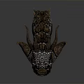 Mythical Creature Head 3D Render With Spiked Horns And Red Brown Textured Scales