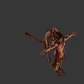 Game Demon Character with Horns Red Glowing Chest Wing Structures Arms Outstretched Brown Red Armor