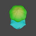 Cute Blue Green Game Movie Character With Red Eyes And Green Leaf On Back