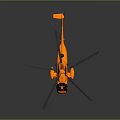 Orange Helicopter with Large Rotors Shiny Fuselage Design on Dark Background