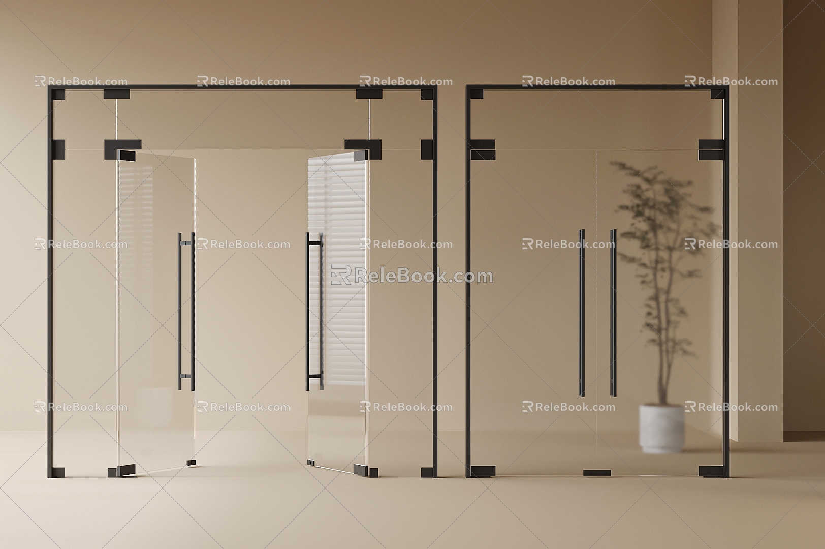 Glass door partition 3d model