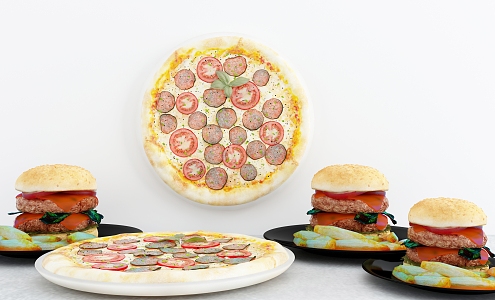 Modern Burger Pizza 3d model