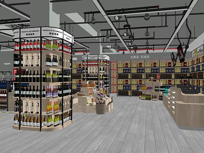Tobacco And Liquor Store Interior With Well Organized Shelves And Various Products 3d model