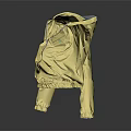 Yellow Lightweight Hooded Jacket With Zip Closure And Cuffed Sleeves 3d model