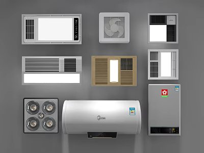 Modern Home Electrical Appliances Including Ventilation Fans Water Heaters And Lighting Fixtures 3d model