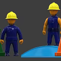 Construction Toys Set Including Excavator Ladders Workers Cones And Barriers 3d model
