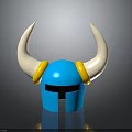 Stylish Blue Decorative Helmet With White Horns And Yellow Accent Rings
