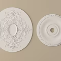 White Ceiling Medallions With Intricate Patterns Oval Center And Simple Trim Circular Hole