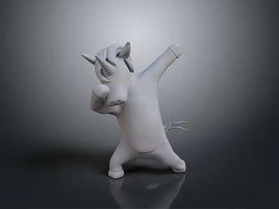 White Unicorn Doll In Dancing Pose As Decorative Home Living Toy Decoration 3d model