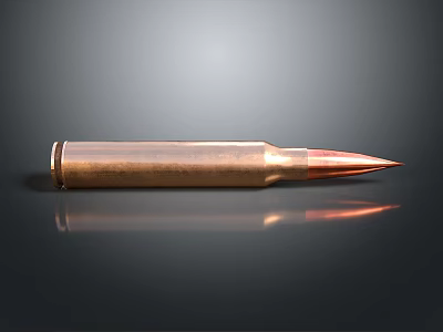 Copper Bullet With Pointed Tip And Shiny Surface 3D Render Against Dark Gradient Background 3d model
