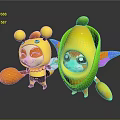 Cartoon Characters Featuring Yellow Headdress Smiling Face And Corn Shaped Figure With Colorful Wings