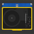 Yellow Case Portable Record Player Blue Lid with Microphone Stand With Ukraine Lifestyle Accessory