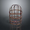Traditional Handcrafted Bamboo Circular Cage With Intricate Grid Frame Design As Decorative Home Accessory