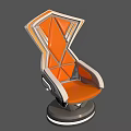 Modern Orange Leisure Chair With Geometric Design And Silver Round Base Frame