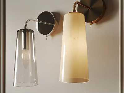 Modern Wall Lamps With Transparent Glass And Cream White Shades For Interior Design 3d model