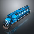 Blue Railway Locomotive 3083 Featuring White Stripes And Reflective Exterior Design