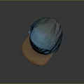 Stylish Blue Canvas Hat With Brown Brim And Leather Patch Detail