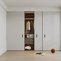 Modern Built in Wardrobe With Sliding Doors Hanging Clothes And Storage Shelves