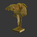 Stuffed Flying Bird Taxidermy Perched On Branch With Wooden Display Base