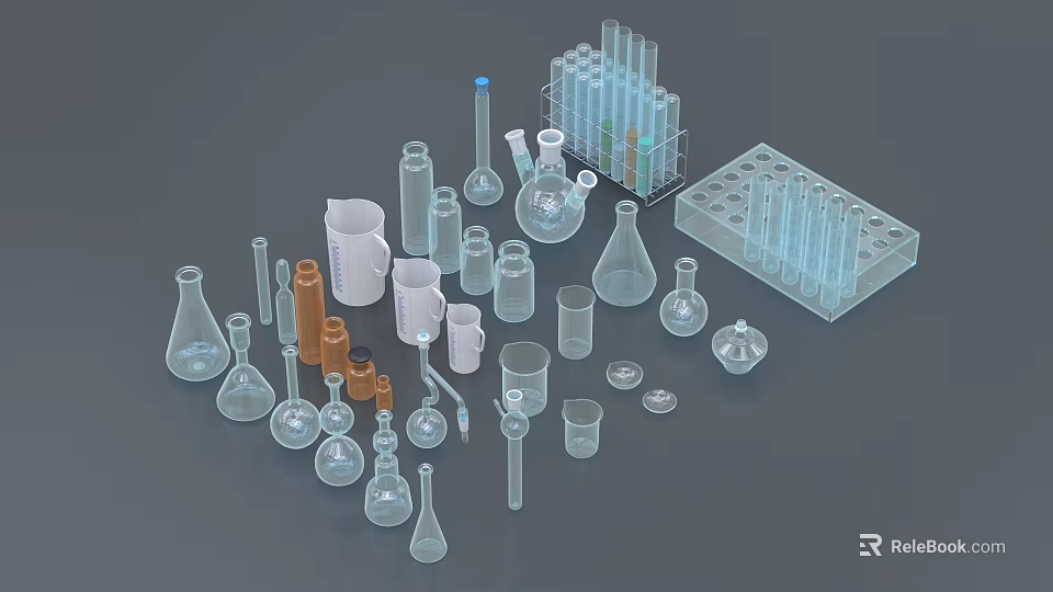 Laboratory Glassware Industrial Equipment Including Beakers Test Tubes Flasks And Petri Dishes 3d model 