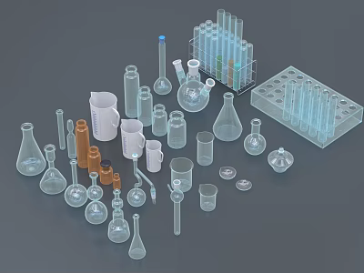 Laboratory Glassware Industrial Equipment Including Beakers Test Tubes Flasks And Petri Dishes 3d model