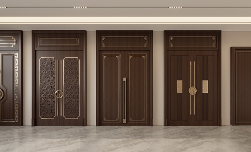 New Chinese Double Door 3d model