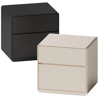 Modern Bedside Tables With Black Beige Finishes Sleek Design And Storage Drawers 3d model