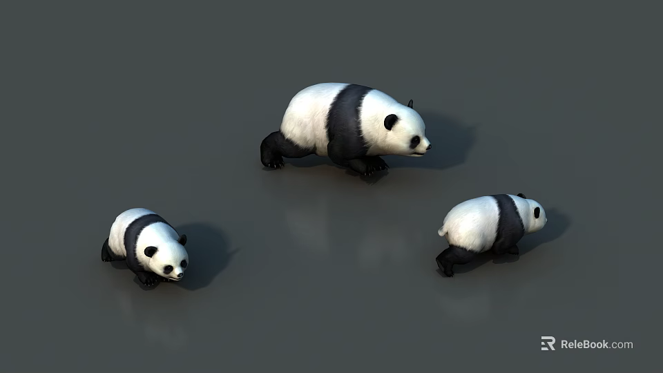 Three Reptile Animals of Different Sizes on Gray Background Surface 3d model 
