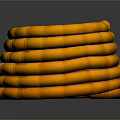 Orange Multiple Layered Spiral Stacked Tubular Object With Bamboo Texture On Dark Background And Reflection