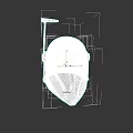 Blue And Gray Distressed Helmet With Owl Like Facial Pattern And Small Top Protrusion