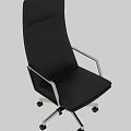 Black Leather Office Chair With Modern Design Metal Armrests And Swivel Wheels
