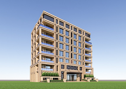 modern residential building neoclassical multi-storey residence 3d model