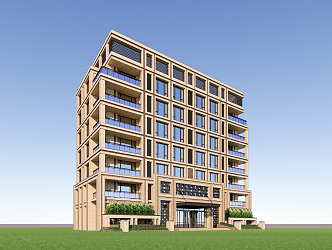 modern residential building neoclassical multi-storey residence 3d model