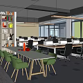 Modern Public Office Space With Open Layout Workstations Green Chairs Meeting Table And Natural Light