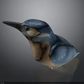 Blue And Orange Kingfisher Ceramic Figurine With Glossy Finish On Dark Background