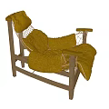 Brown Leather Lounge Chair With Wooden Frame Mesh Detail And Plush Cushions