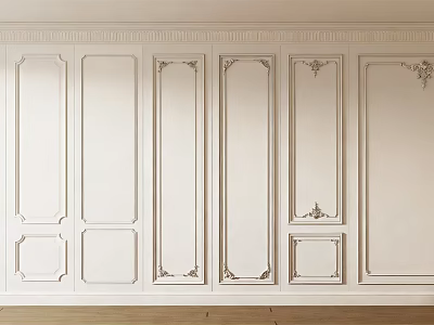 Classical White Wainscoting Design With Decorative Trim And Carvings For Interior Wall 3d model