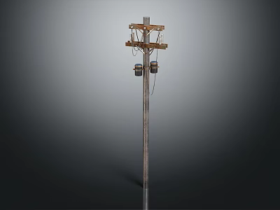 Industrial Style Decorative Utility Pole Furniture With Wooden Crossarms And Insulators 3d model
