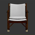 Modern Leisure Chair With Wooden Armrests White Fabric Cushion And Metal Legs