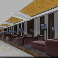 SPA Sauna Modern Relaxation Area With Comfortable Sofas TV Screens And Warm Lighting