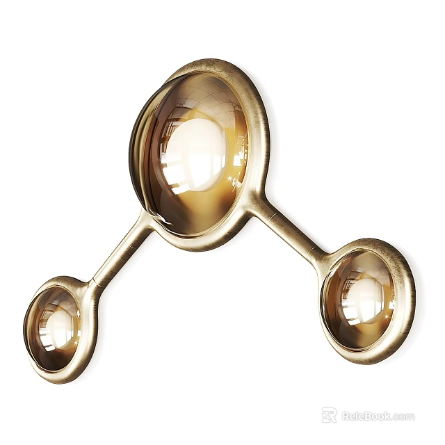 Golden Decorative Sculpture With Three Mirrored Spheres For Modern Home Interiors 3d model 