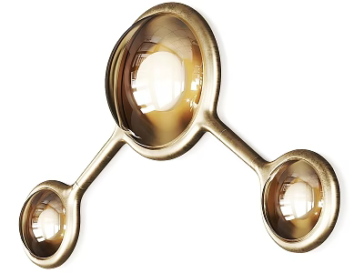 Golden Decorative Sculpture With Three Mirrored Spheres For Modern Home Interiors 3d model