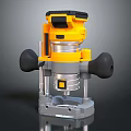 Yellow And Silver Electric Woodworking Router With Black Handles And Metal Base