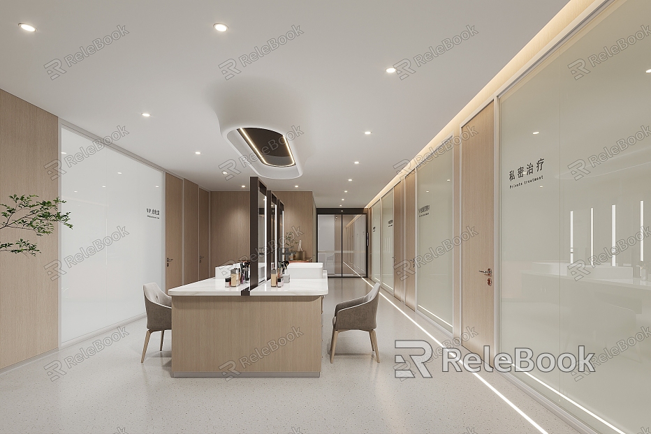 Modern beauty salon walkway dressing room model