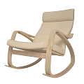 Beige Rocking Leisure Chair with Wooden Frame Modern Design and Comfortable Upholstery