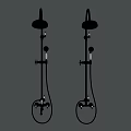 Elegant Gold Shower System With Fixed Overhead And Handheld Heads On Black Background