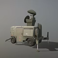 Mobile Trailer Mounted Industrial Equipment With Green Enclosure And Large Circular Radar Antenna On Top