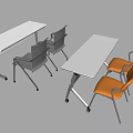 Two White Desks with Gray and Orange Chairs Simple Modern Design